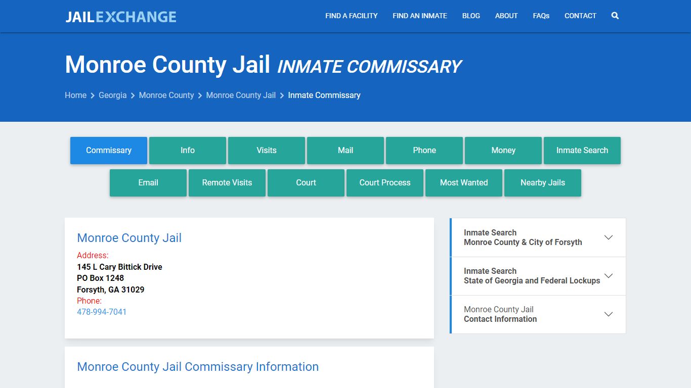 Inmate Commissary, Care Packs - Monroe County Jail, GA